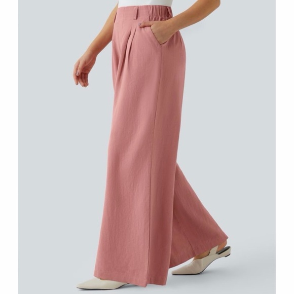 Halara Pale Pink High-Waisted Pocket Wide-Leg Flowy Solid Palazzo Pants Size XLP - Picture 3 of 15